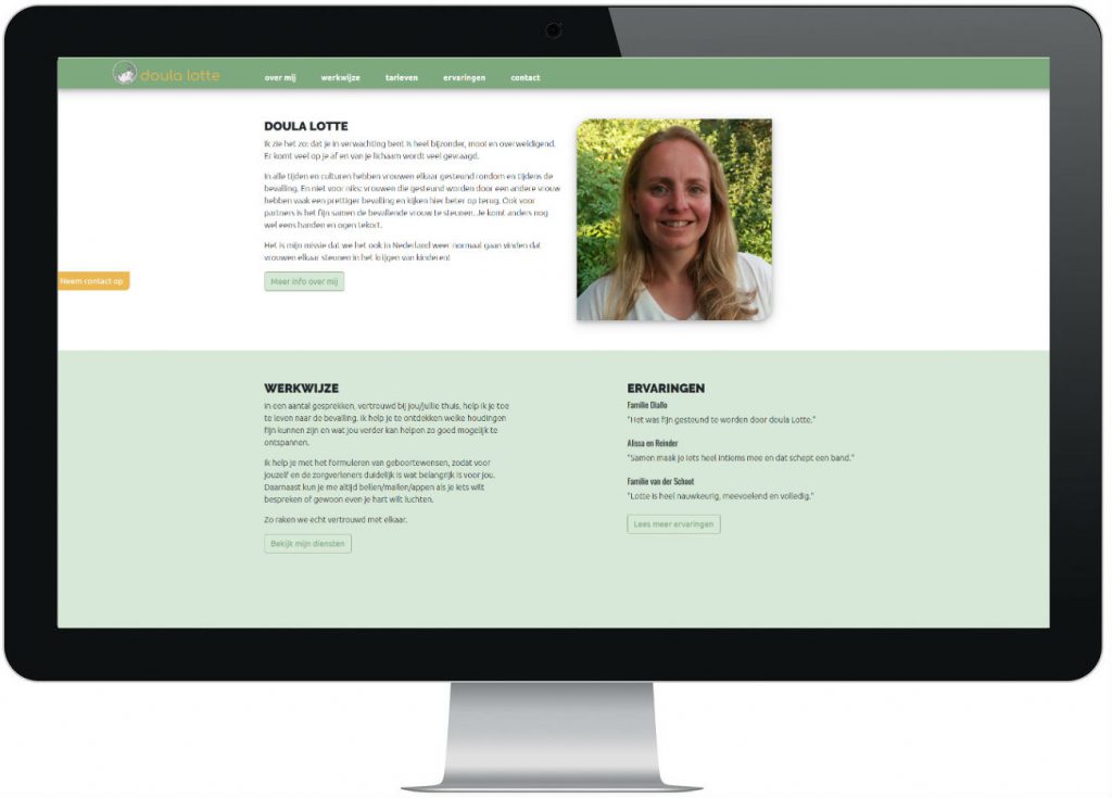 COGA webdesign - website Doula Lotte: staat je bij in zwangerschap en geboorte